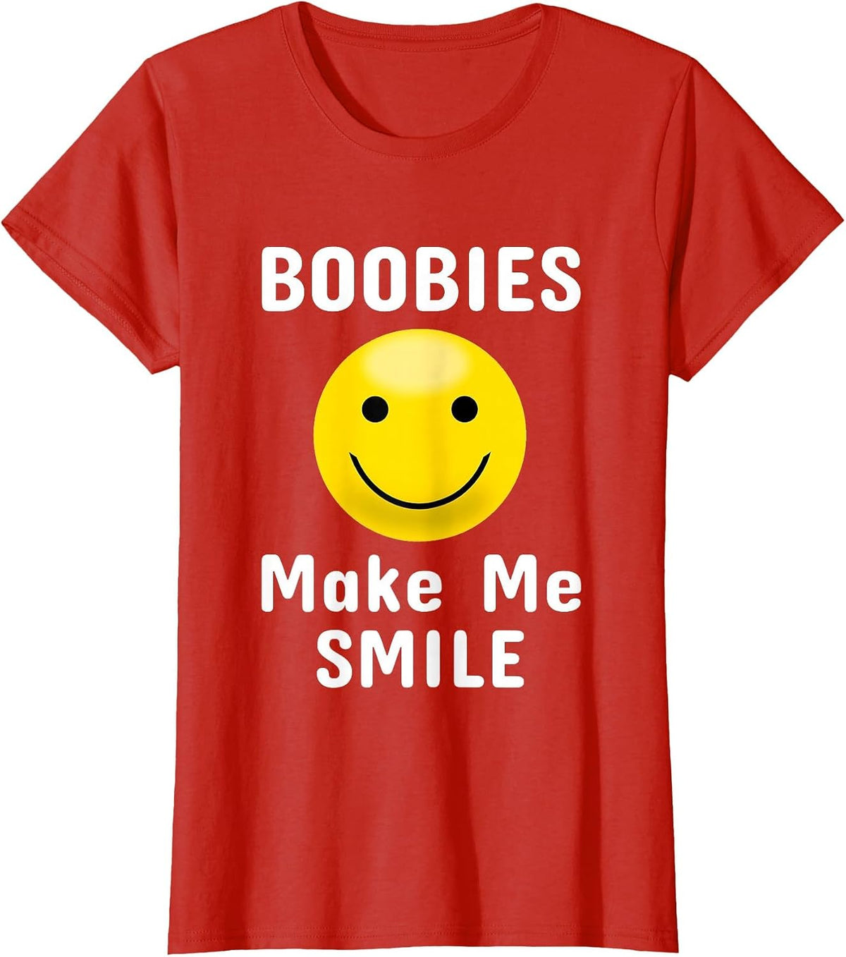 Boobies Make Me Smile Mardi Gras Funny T-Shirt - Red