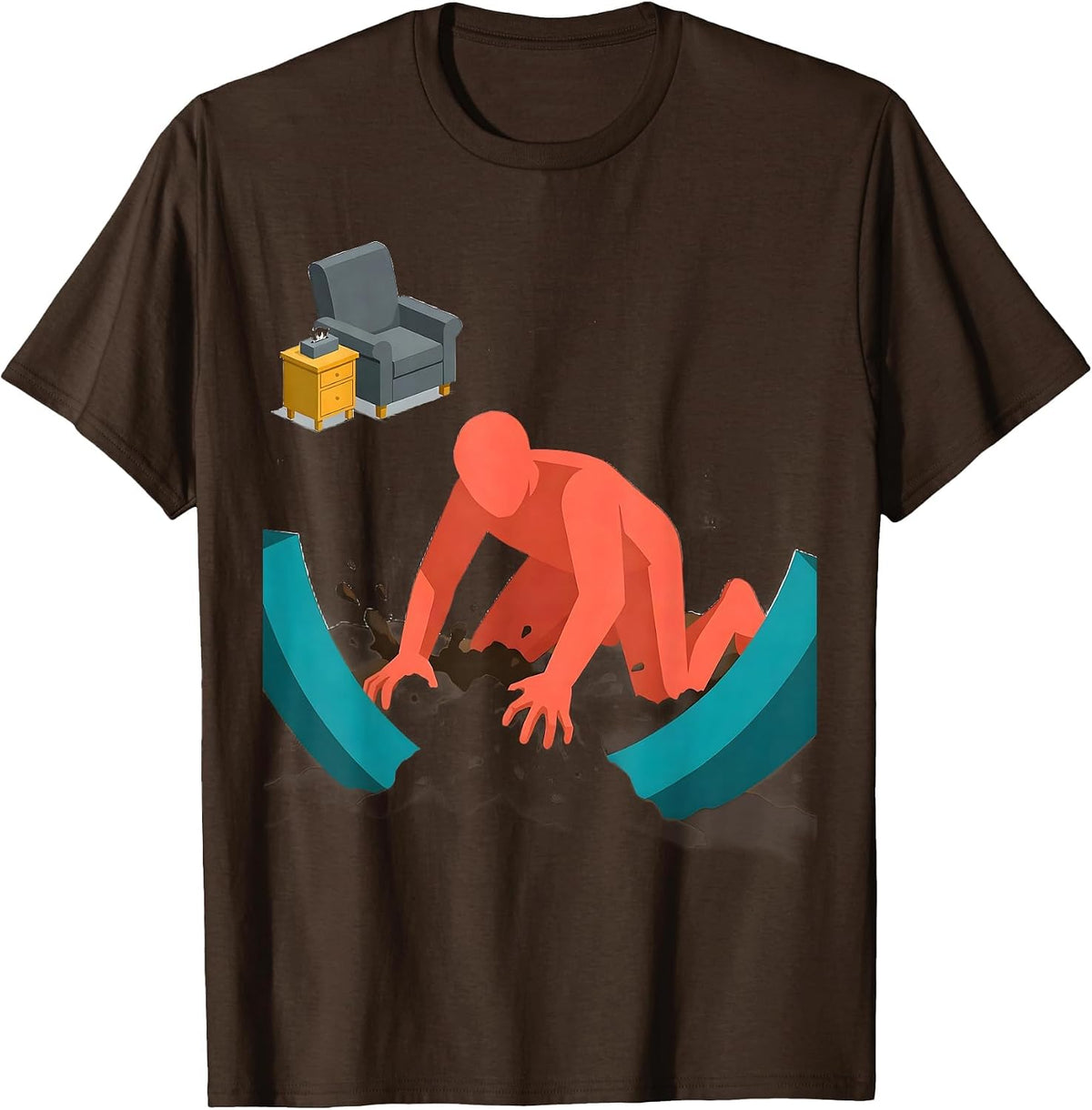 Men's Digging Through Therapy Dark Humor Therapist Gift T-Shirt - Brown
