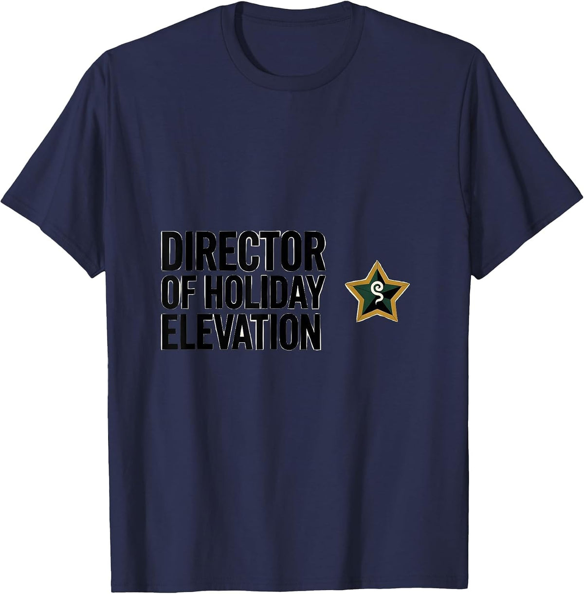 Director of Holiday Elevation Geometric Stoner Christmas T-Shirt - Navy Blue