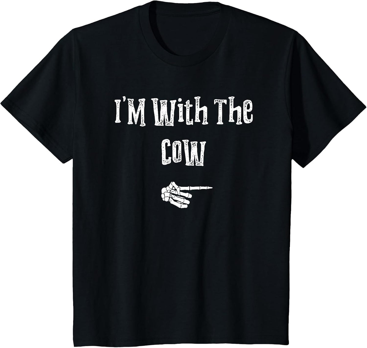 I'm with Cow Farmer Halloween Costume Funny Couples Matching T-Shirt - Black
