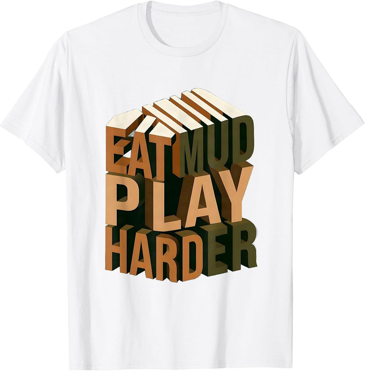 Men's Eat Mud Play Harder Rugby Graphic Design T-Shirt - White
