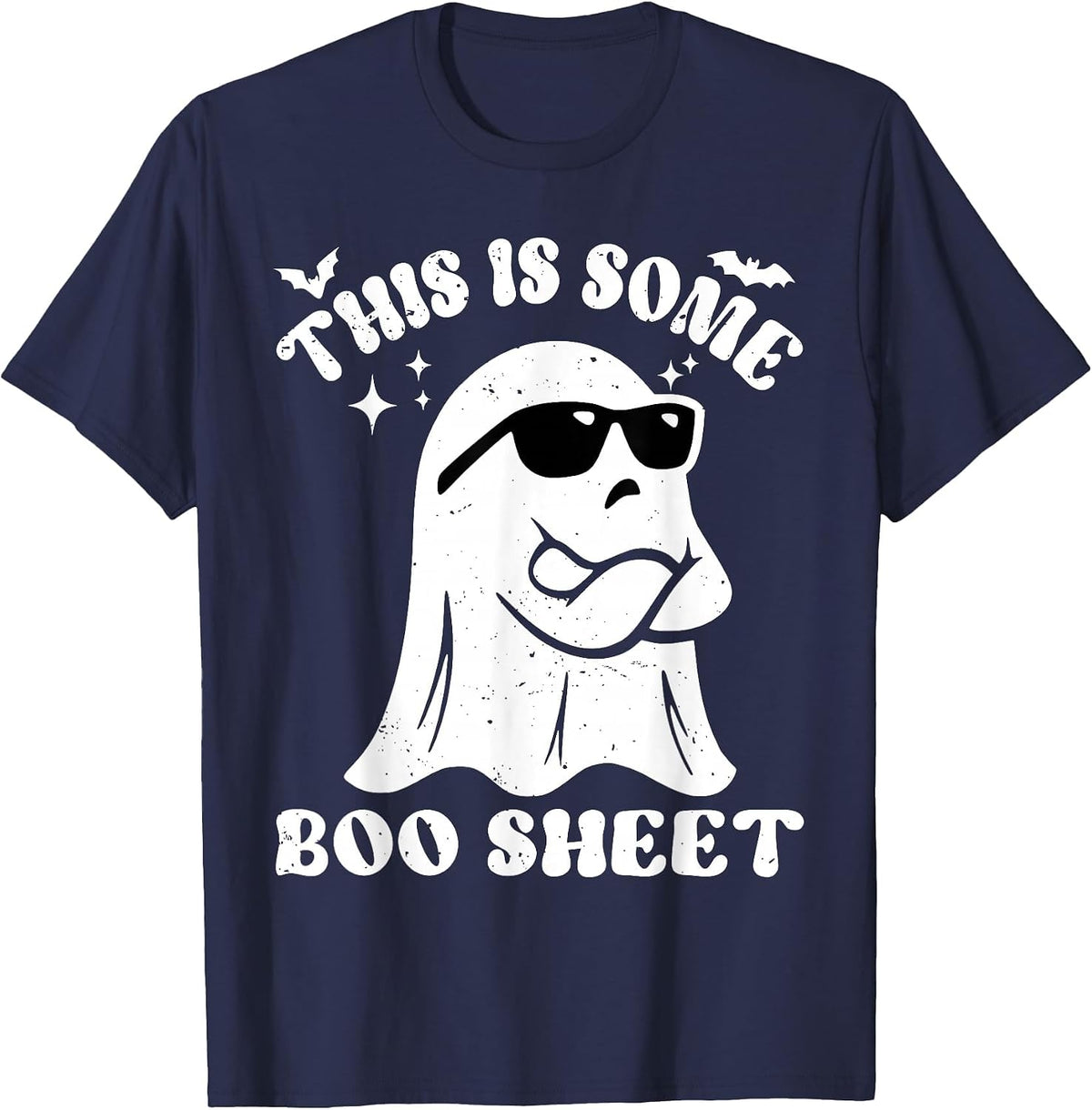 Funny Halloween Boo Ghost Sunglasses This is Some Boo Sheet T-Shirt - Navy Blue