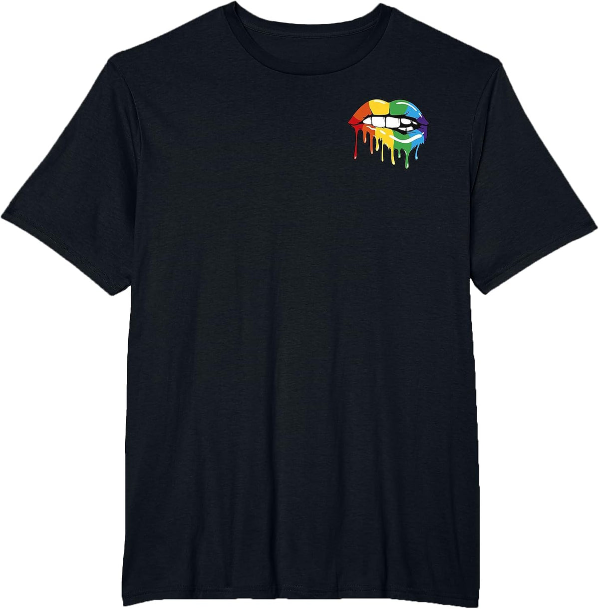 Rainbow Lips Colorful Gay Pride LGBT Flag T-Shirt - Black