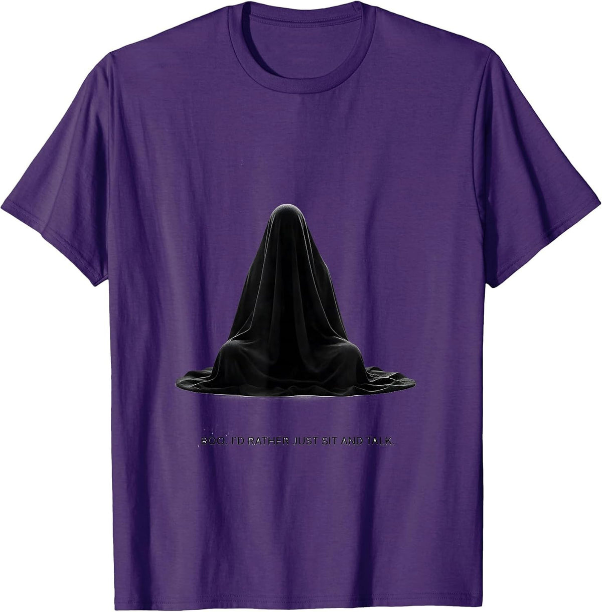 Men's Boo I'd Rather Just Sit And Talk Minimalist Ghost Mental T-Shirt - Purple