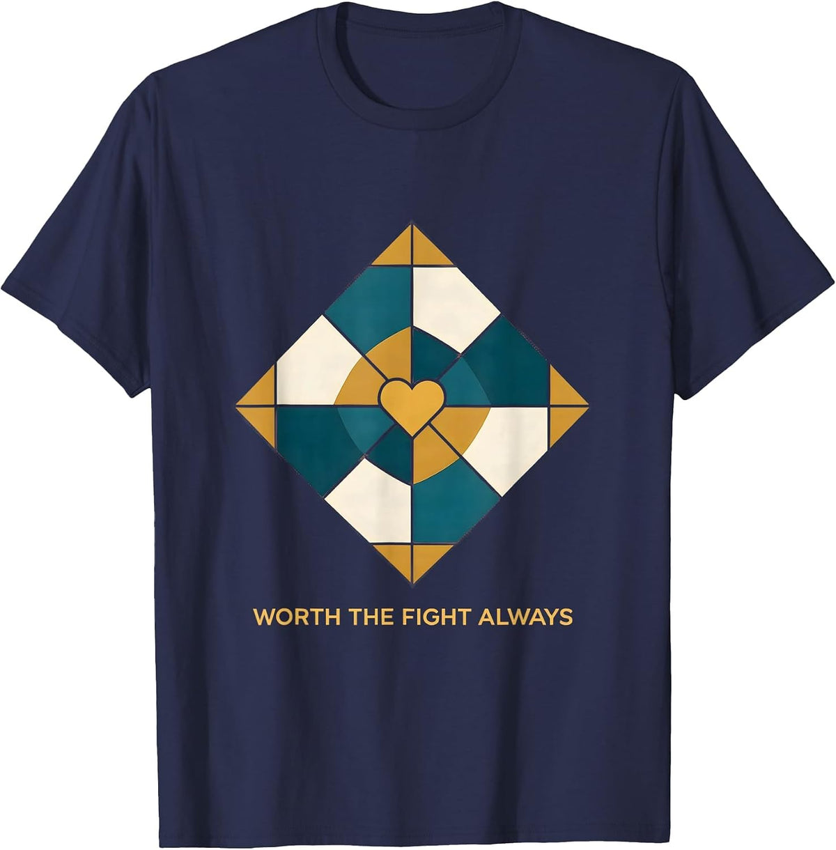 Men's Worth the Fight Always Suicide Prevention Design T-Shirt - Navy Blue