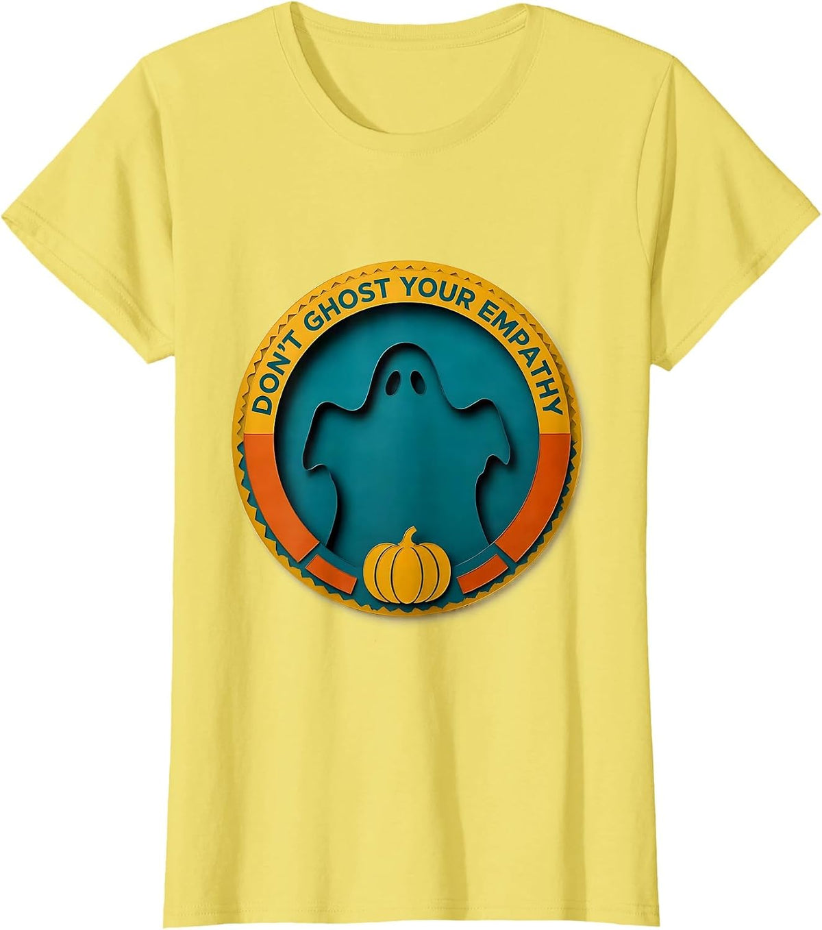 Women's Don't Ghost Your Empathy Paper Cutout Halloween Mental T-Shirt - Lemon Yellow