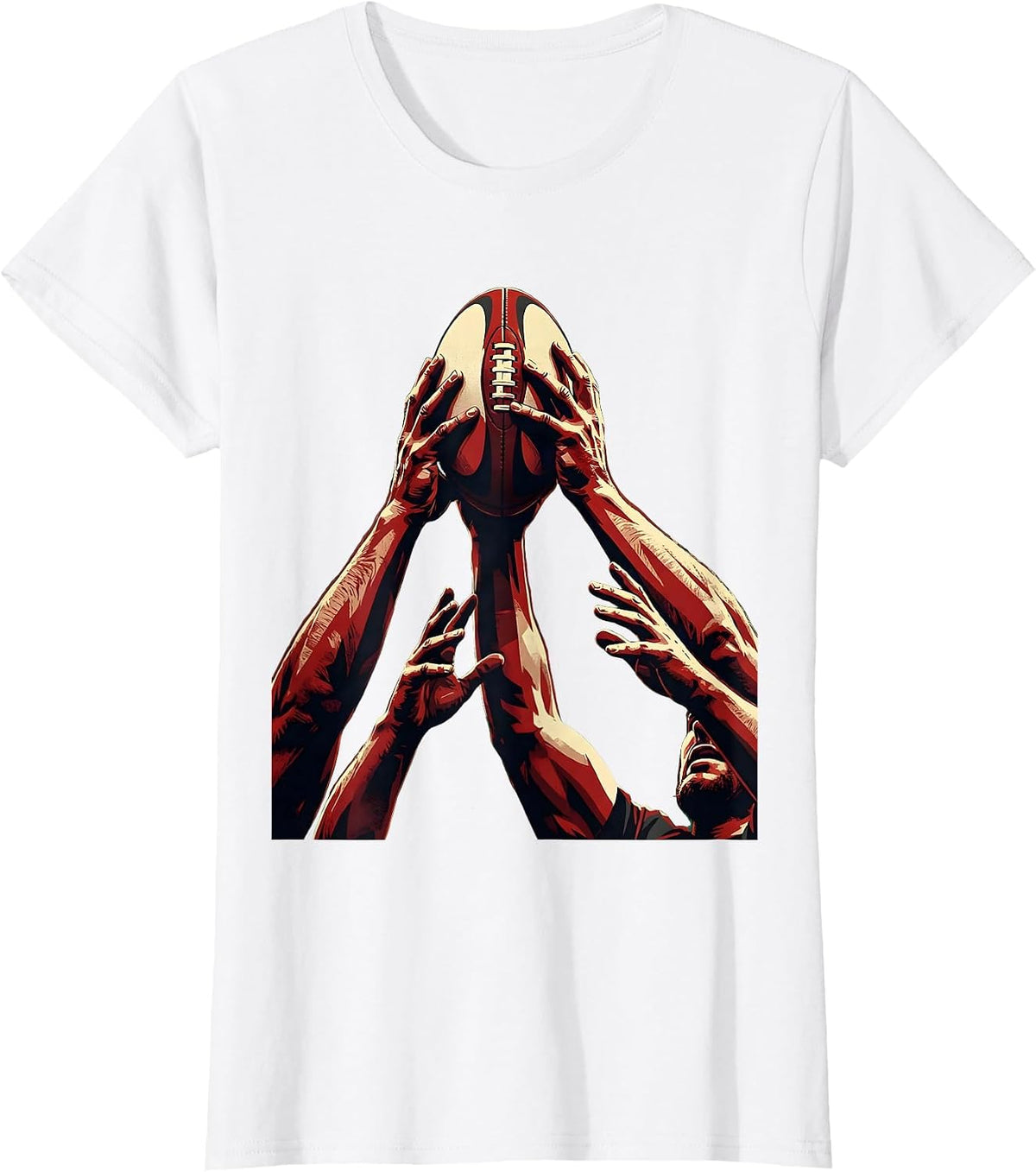 Women's Rugby Lineout Hands Reaching for Ball Graphic T-Shirt - White