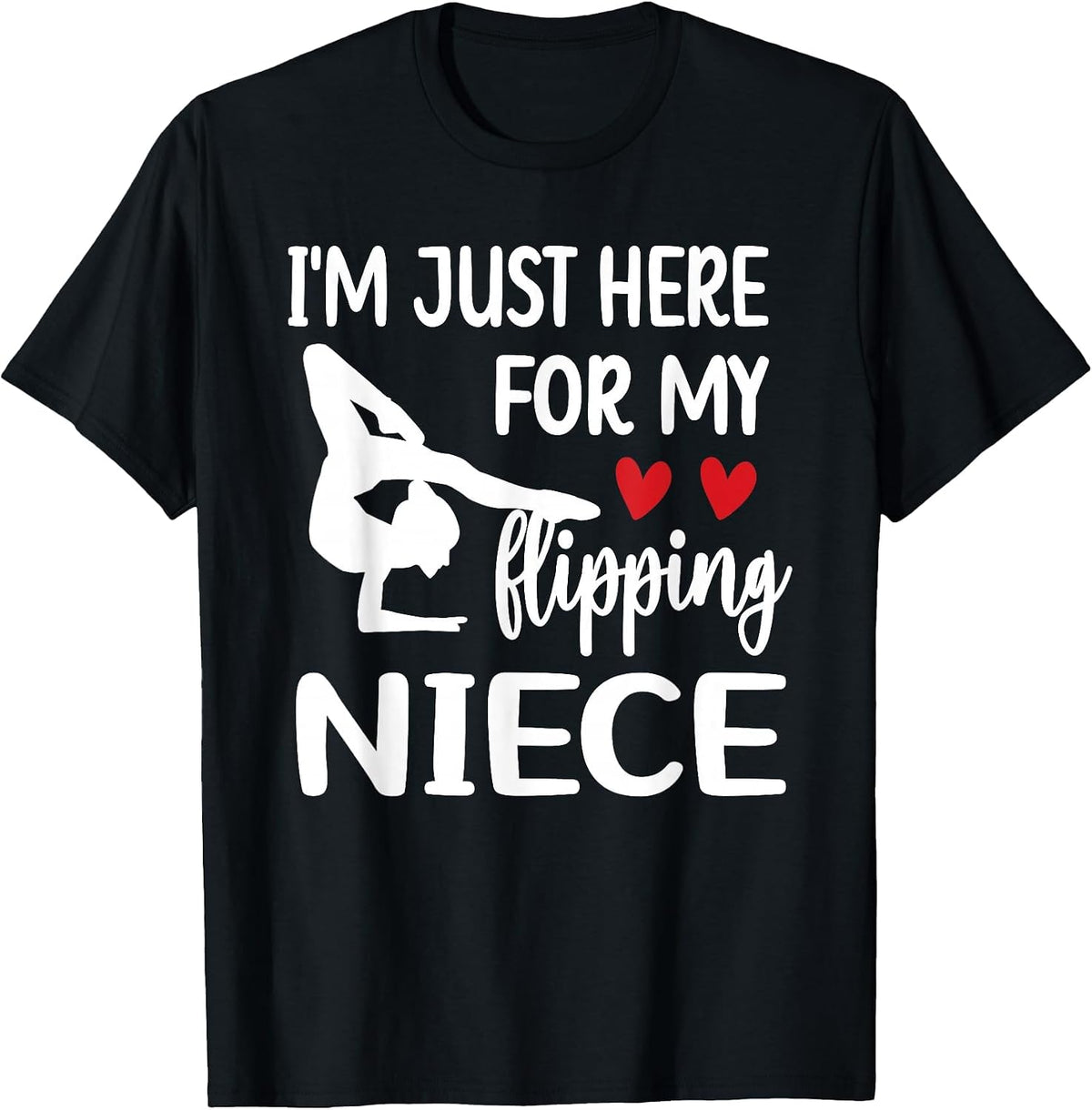 Here for My Niece Gymnastics Aunt Gymnast Auntie T-Shirt - Black