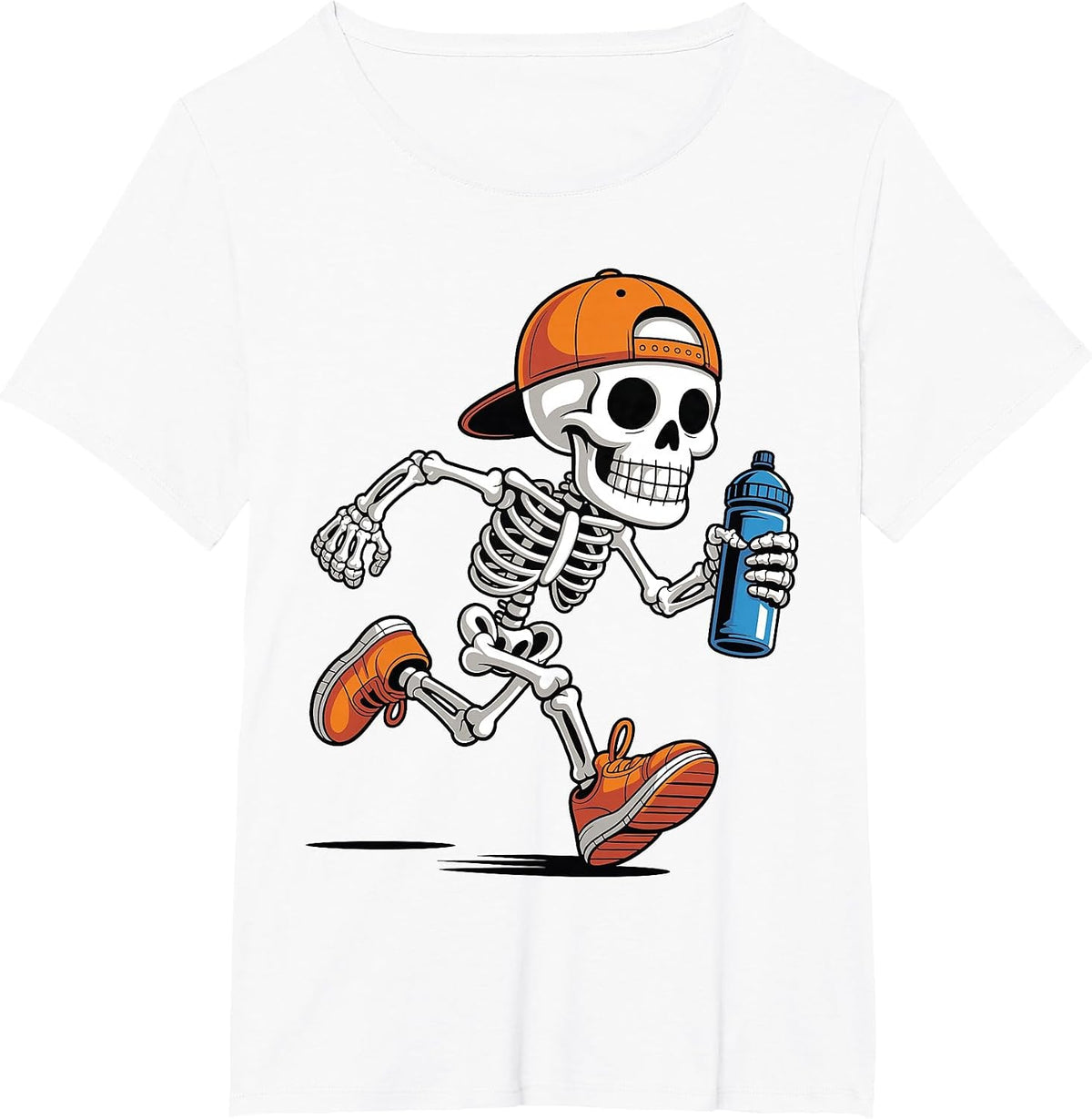 Funny Skeleton Marathon Halloween Running Candy Collector T-Shirt - White