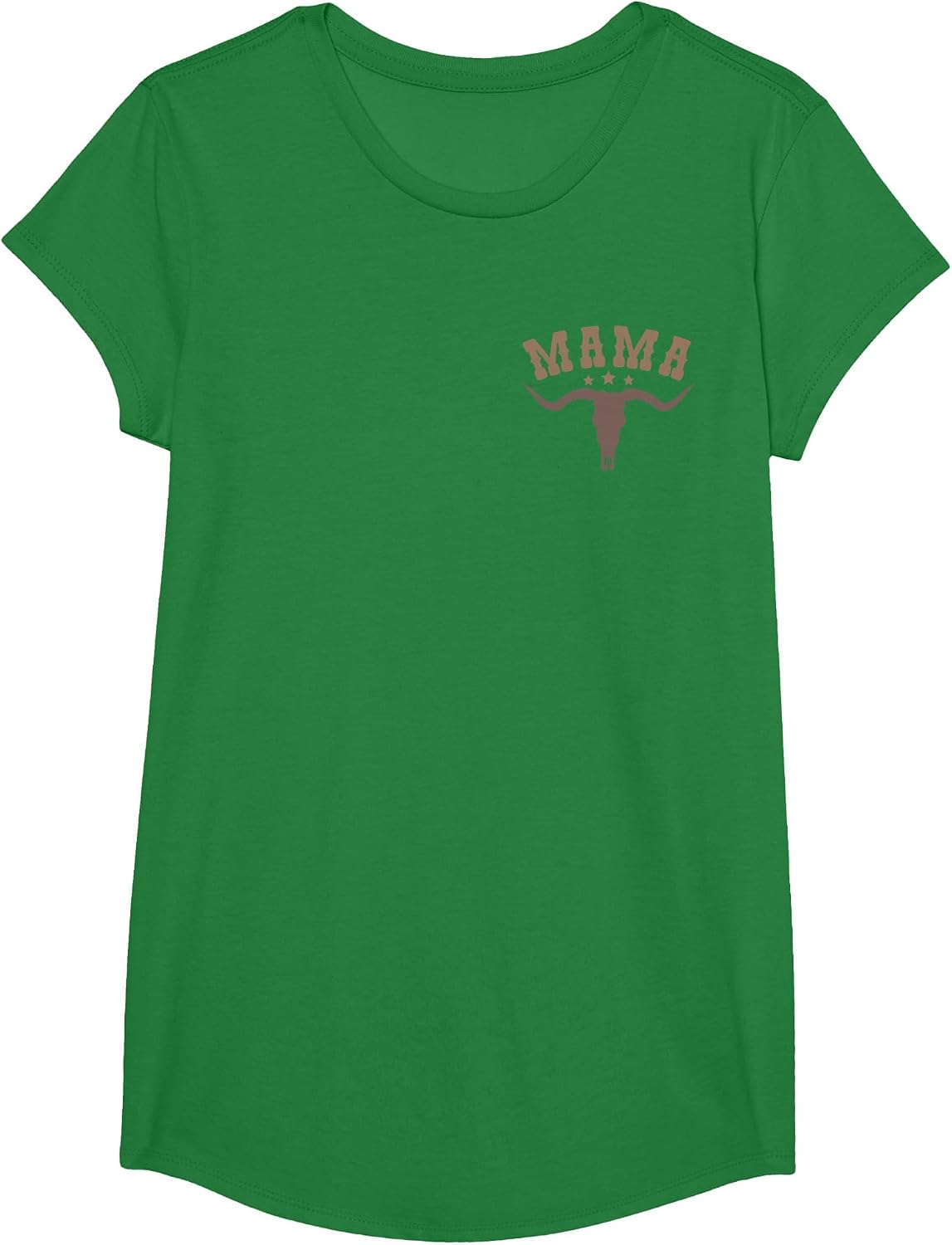 Mama Skull Highland Cow Boy Western Rodeo Family Matching T-Shirt, Girls, Kelly Green, Small - As Pictured