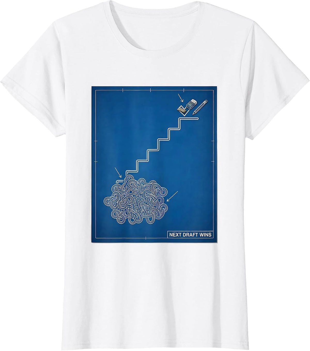 Next Draft Wins Technical Blueprint Growth Mindset Teacher T-Shirt - White