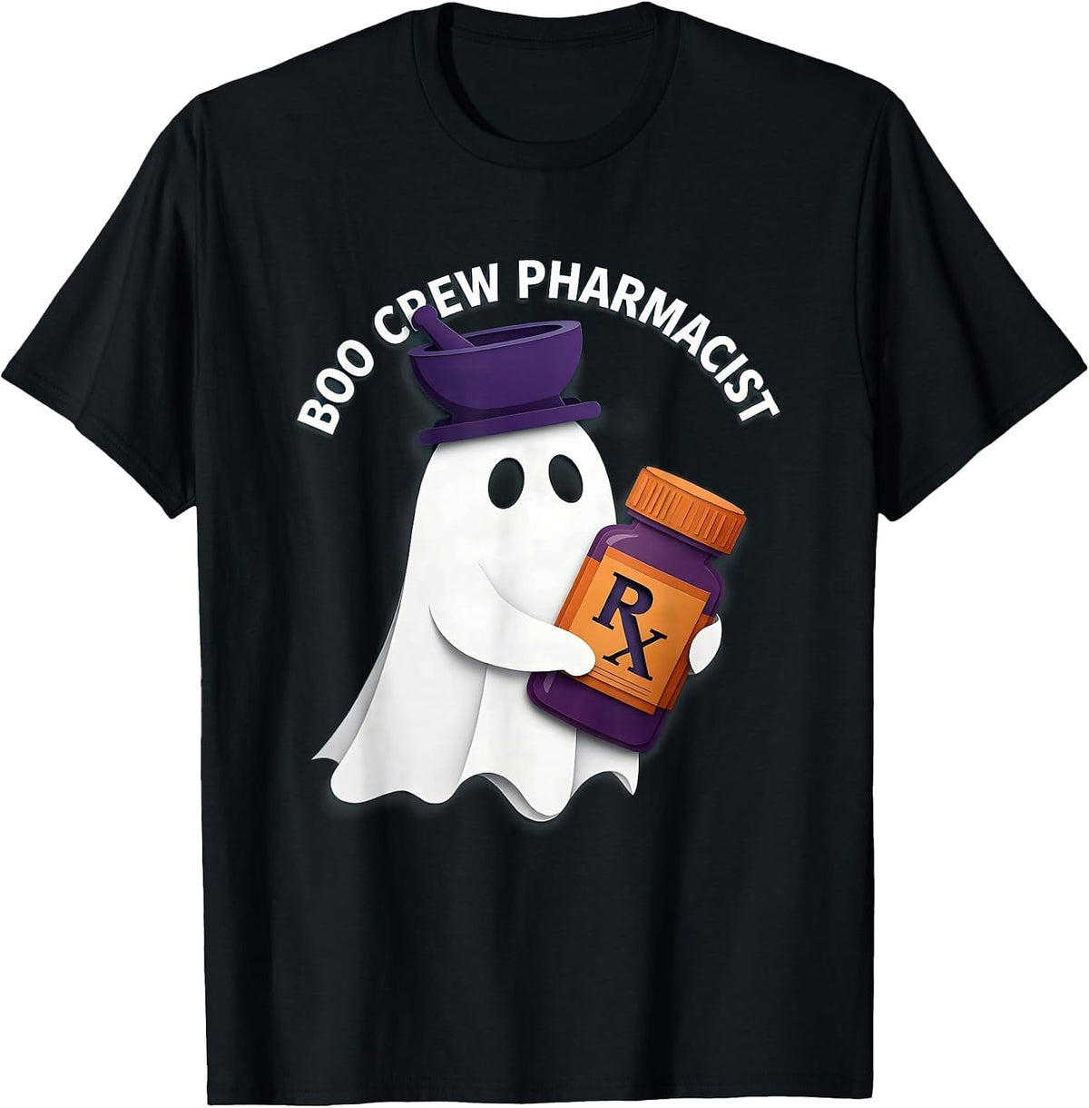 Men's Boo Crew Pharmacist Halloween Design T-Shirt - Black