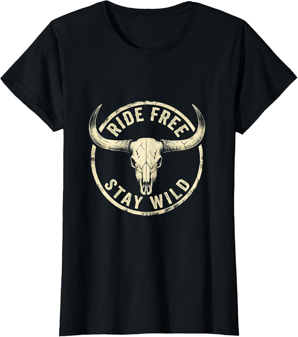 Ride Free Stay Wild Freedom Long Sleeve Design T-Shirt - Black
