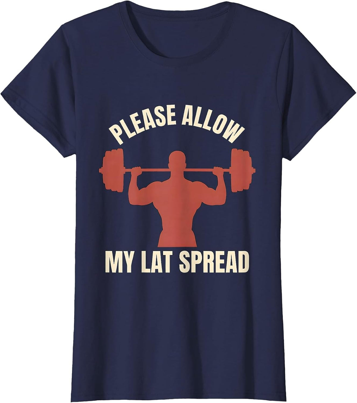 Women's Please Allow My Lat Spread Funny Gym Workout Weightlifting T-Shirt - Navy Blue