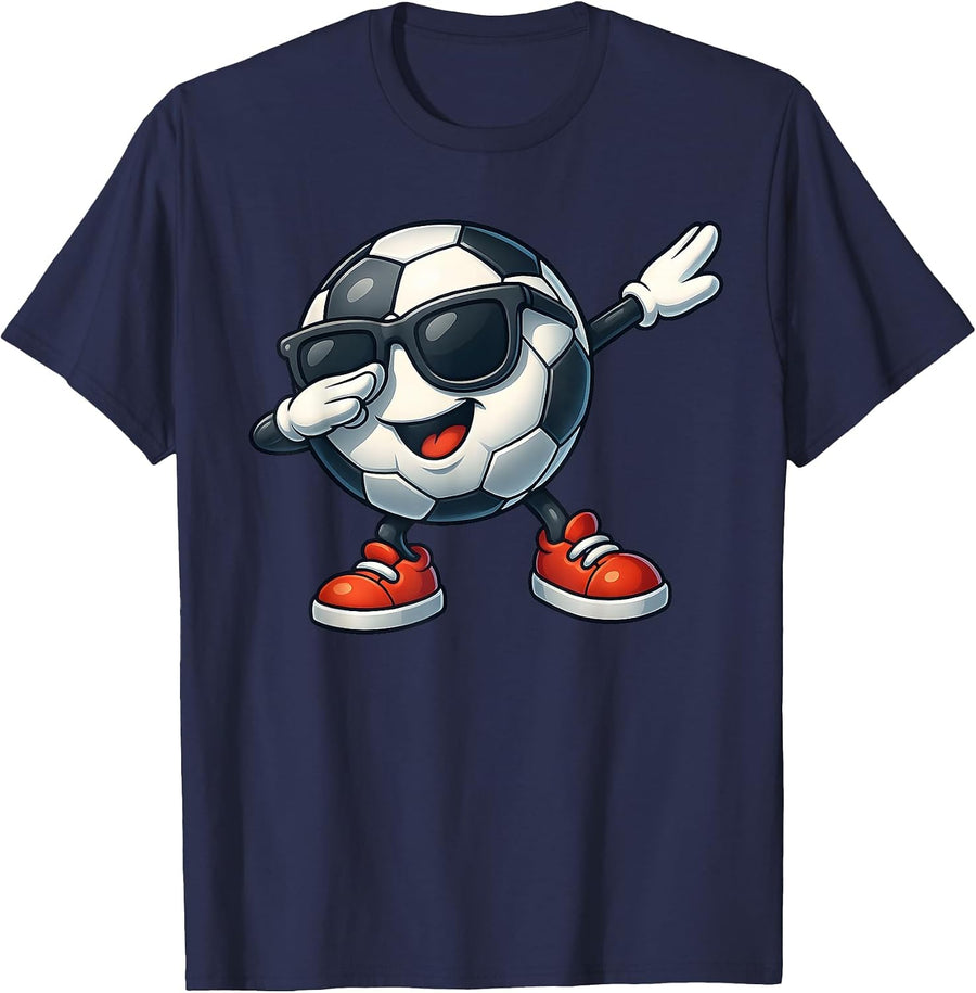 Funny Boy Dabbing Soccer Ball 2026 for Kids Girls Boys T-Shirt - Navy Blue