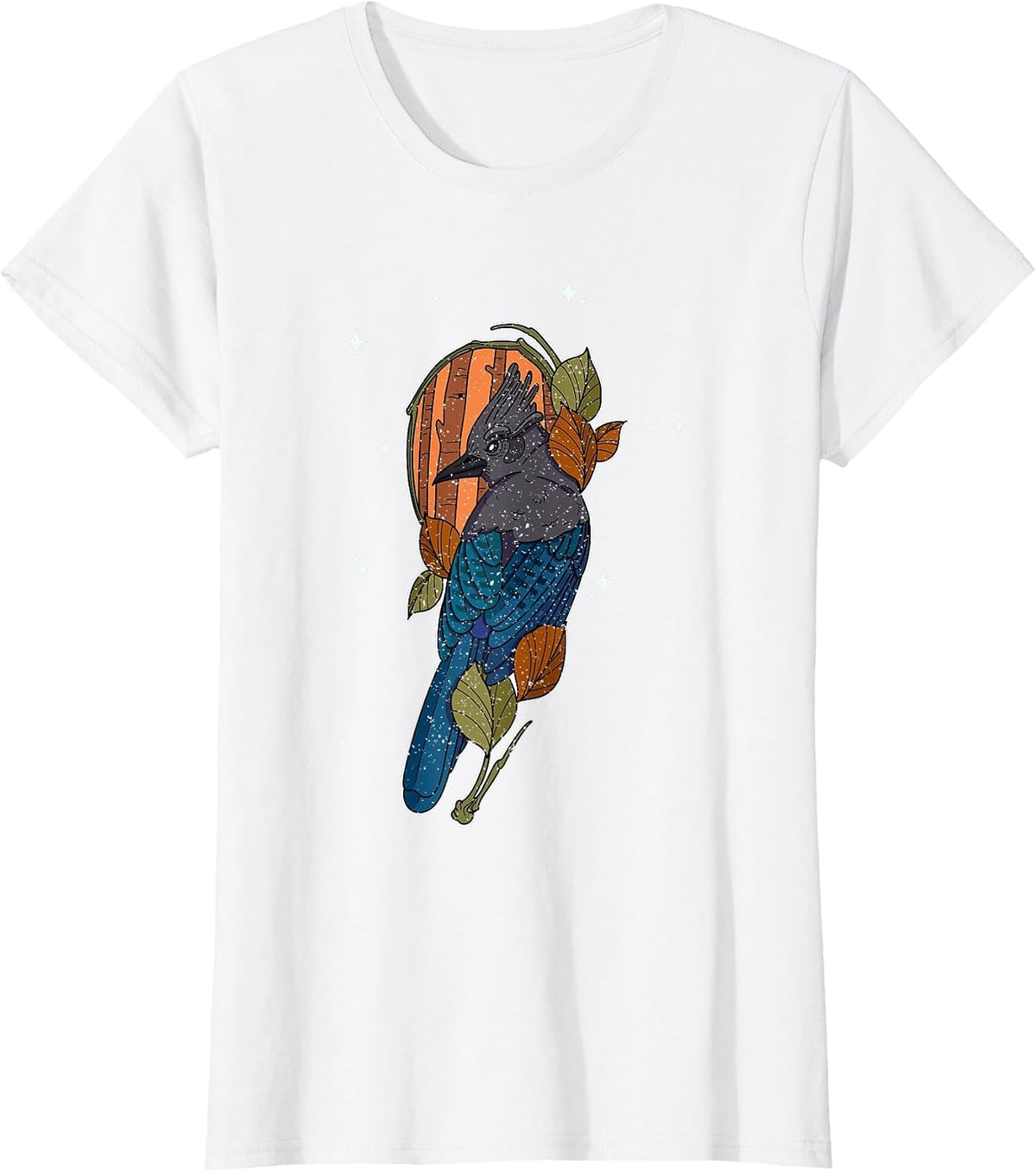 Steller’s Jay Wing Birding Birdwatching Outdoor Garden T-Shirt - White