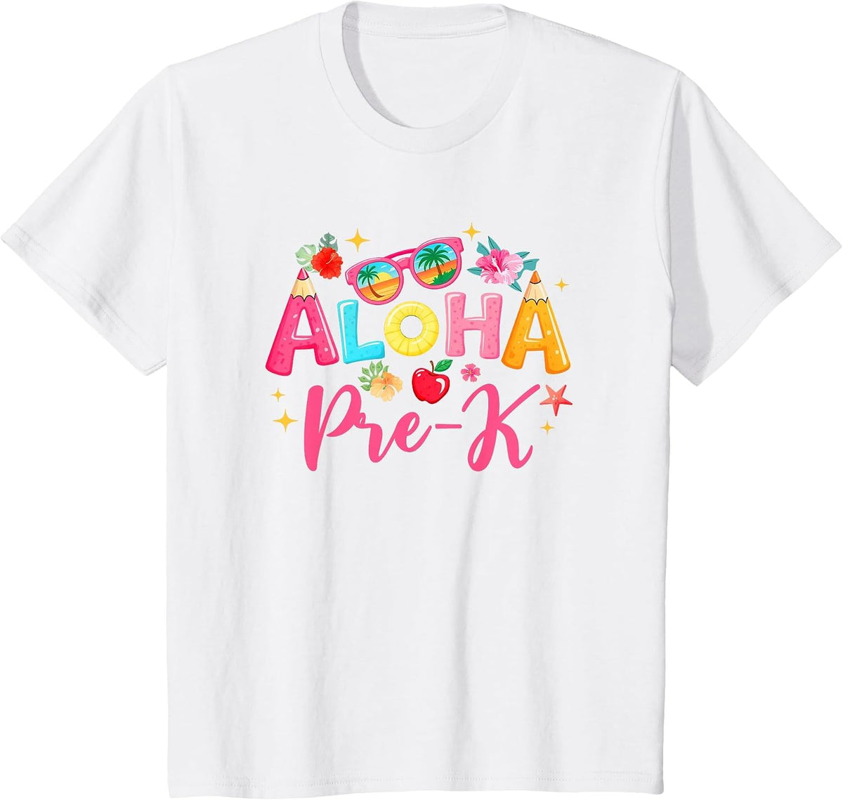 Aloha Preschool Summer Vacation Beach Teacher Pre-K School T-Shirt - White