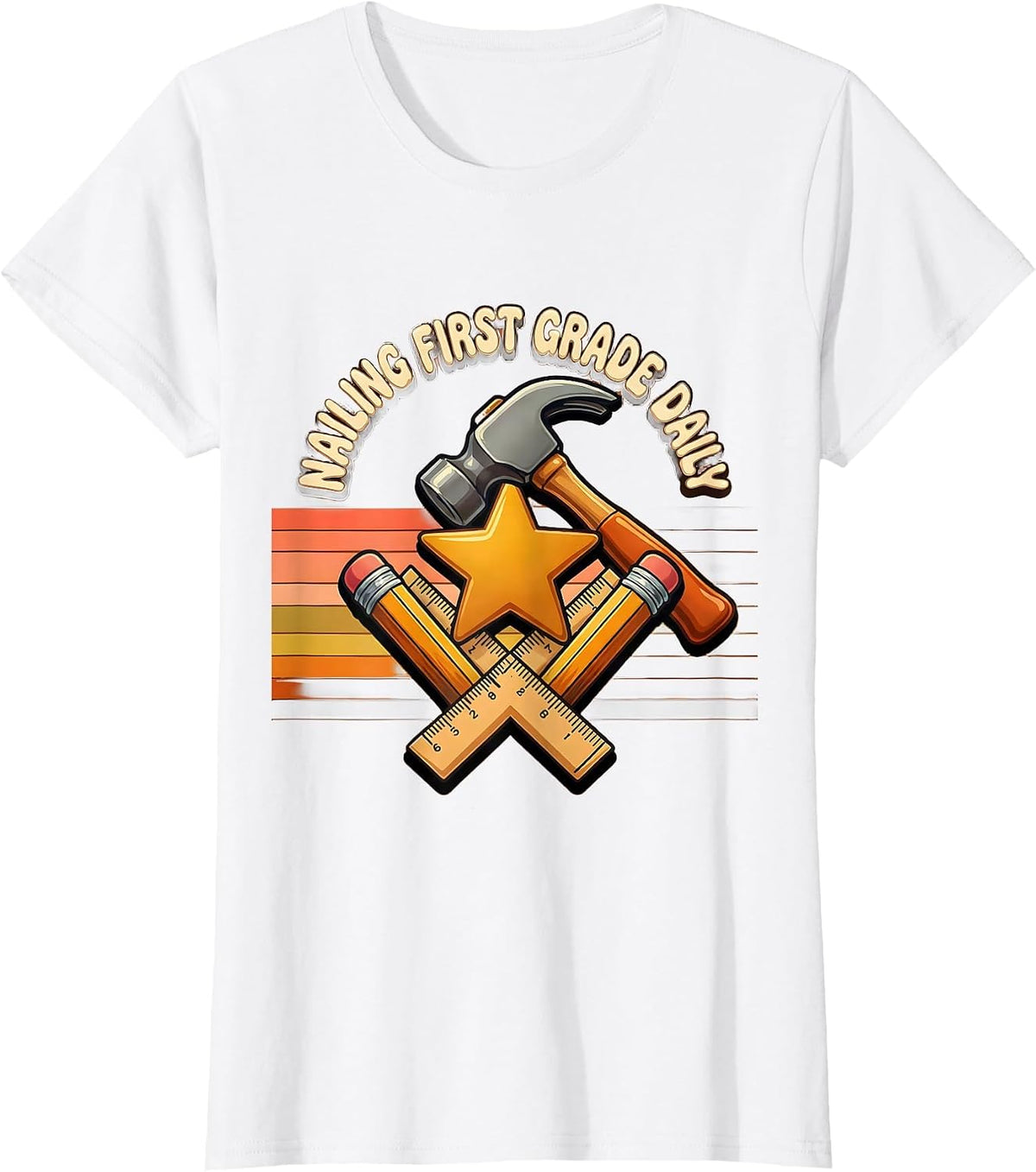 Nailing First Grade Daily Teacher Student Design T-Shirt - White