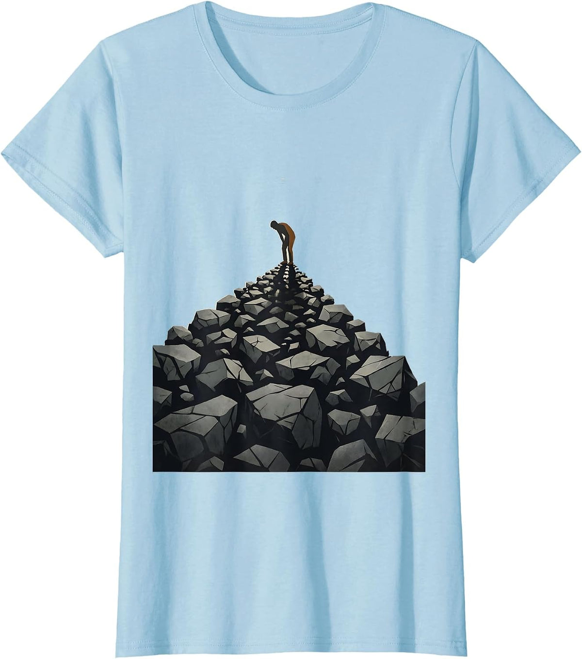 Weighted Anxiety Shadow Oversized Illustration T-Shirt - Baby Blue