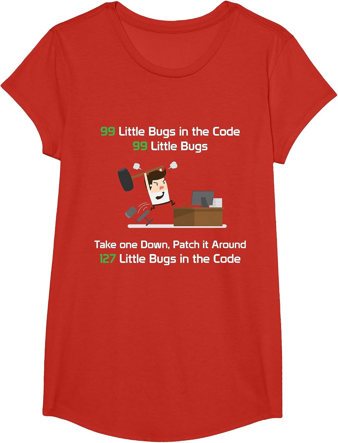 Mighty Oak: 99 Little Bugs in the Code Programmer T-Shirt T-Shirt - Girls Red