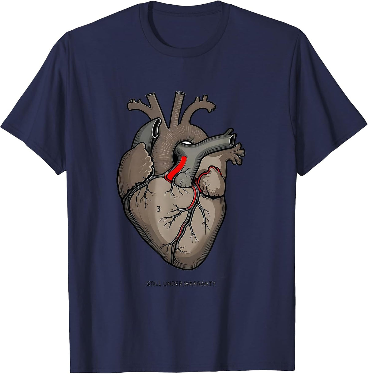 Still Under Warranty Funny Cardiac Nurse Heart Survivor T-Shirt - Navy Blue