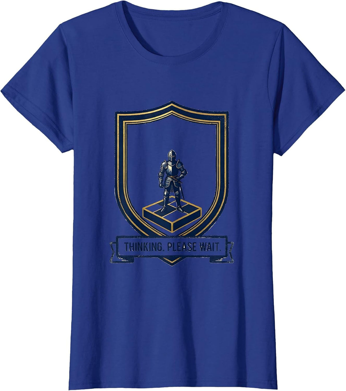 Women's Thinking Please Wait Funny Chess Player Gift Chess Lover T-Shirt - Royal Blue