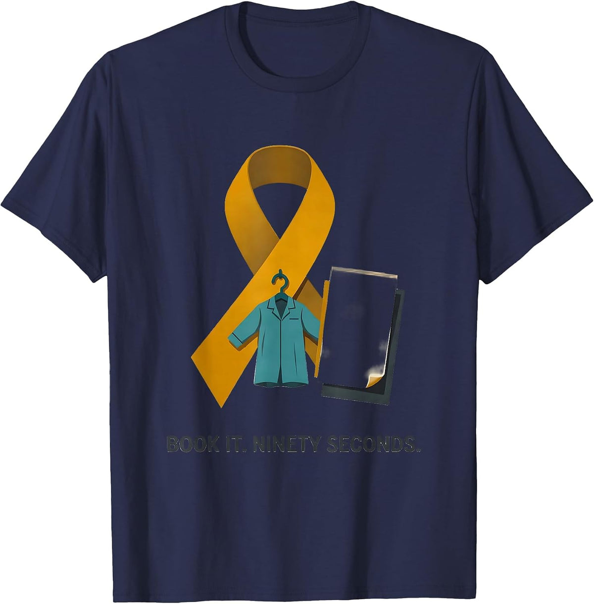 Men's Book It Ninety Seconds Midcentury Modern Mammography Tech T-Shirt - Navy Blue
