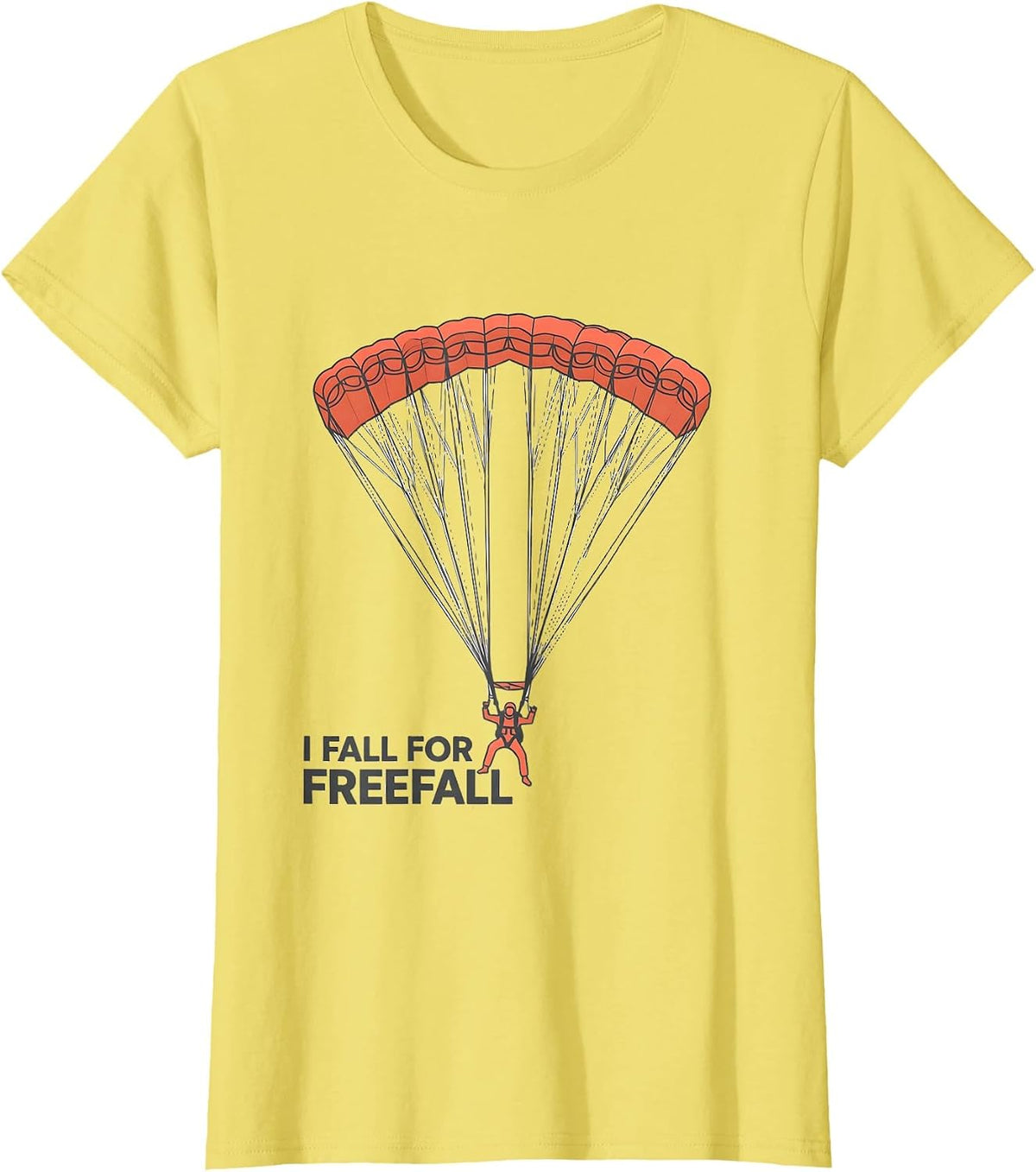 I Fall For Freefall Funny Skydiving Enthusiast Gift T-Shirt - Lemon Yellow