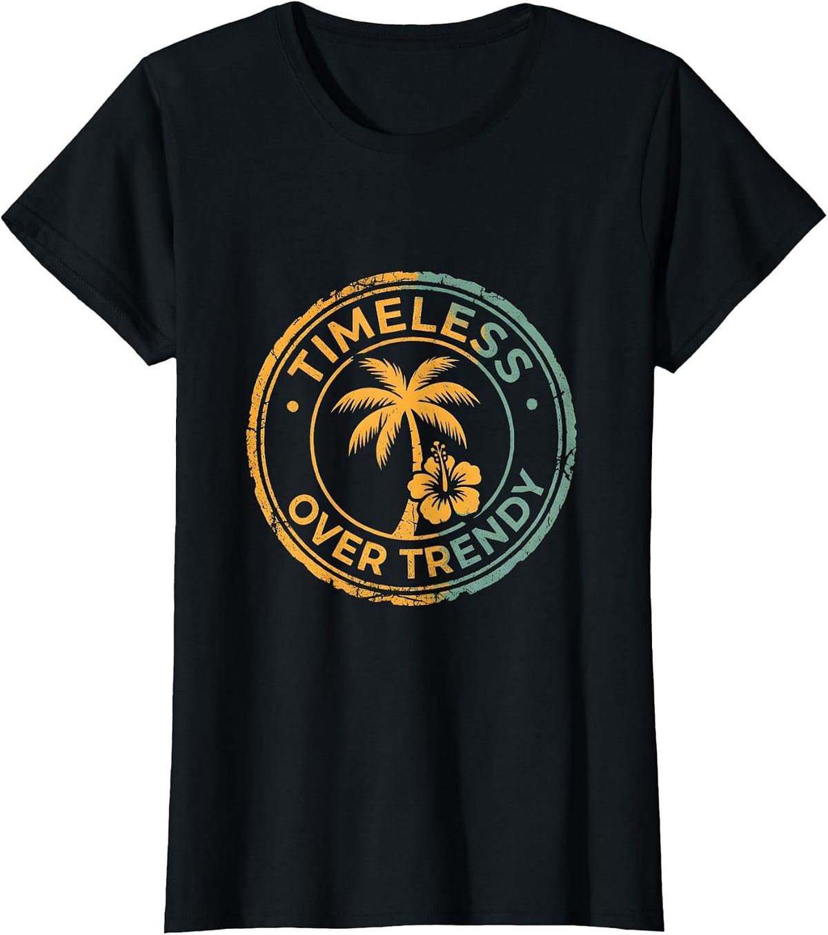 Timeless Over Trendy Vintage Graphic Design T-Shirt - Black