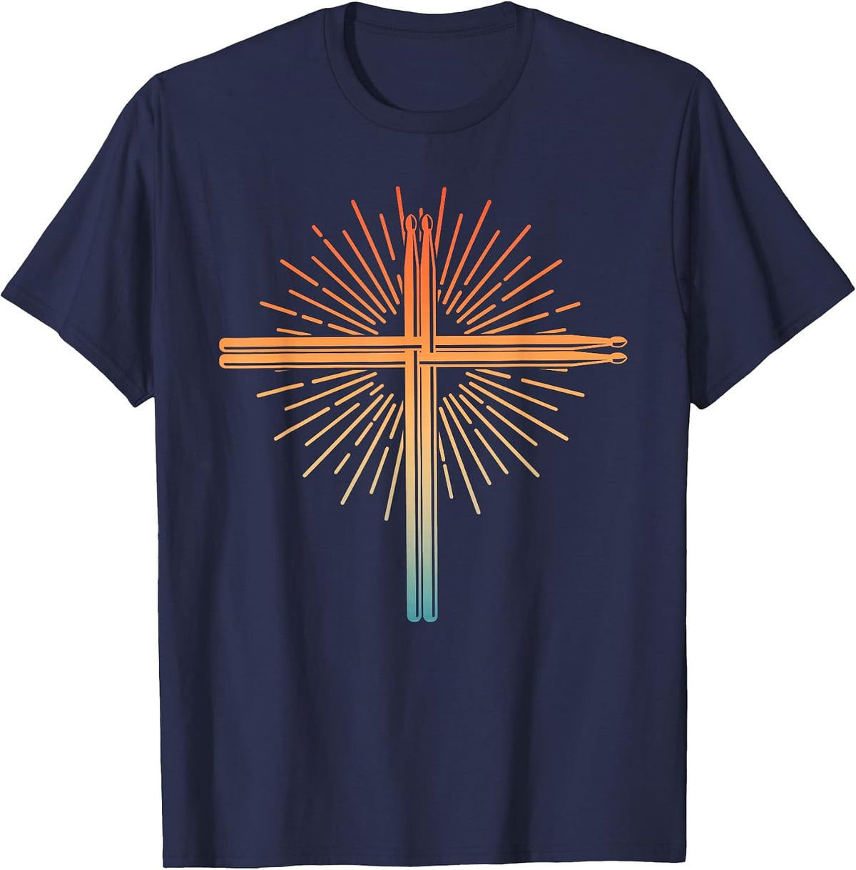Cool Drummer Art for Men Women Boys Drum Christian Drummer T-Shirt - Navy Blue