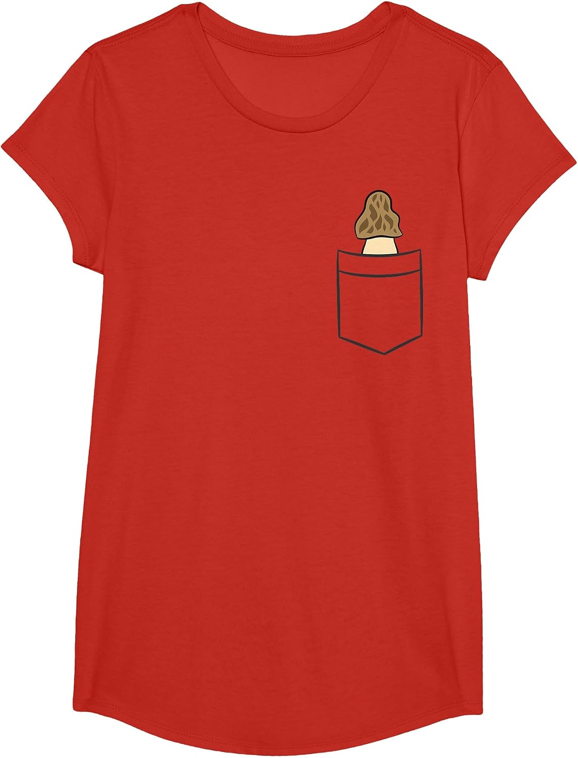 Cute Morel Mushroom in The Pocket Foraging Morels T-Shirt - Girls Red