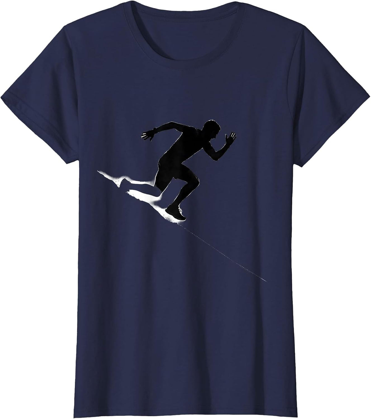 Women's Marathon Runner Cresting Hill Running Graphic T-Shirt - Navy Blue