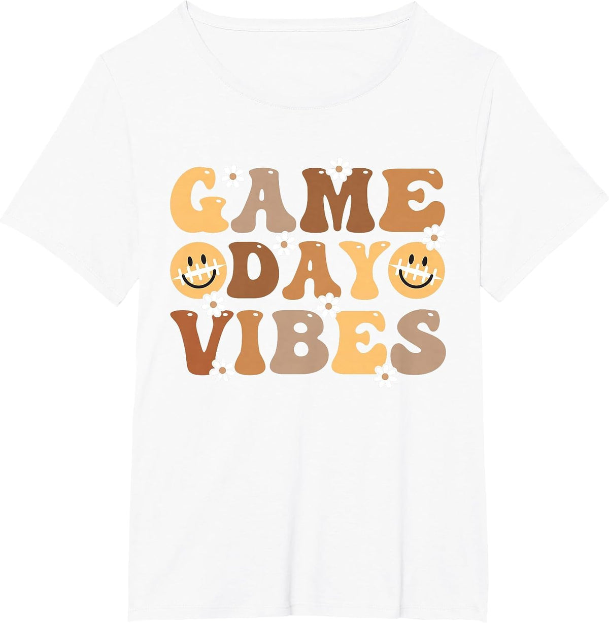 Funny American Football Game Day Vibes Sport Women Girl T-Shirt - White