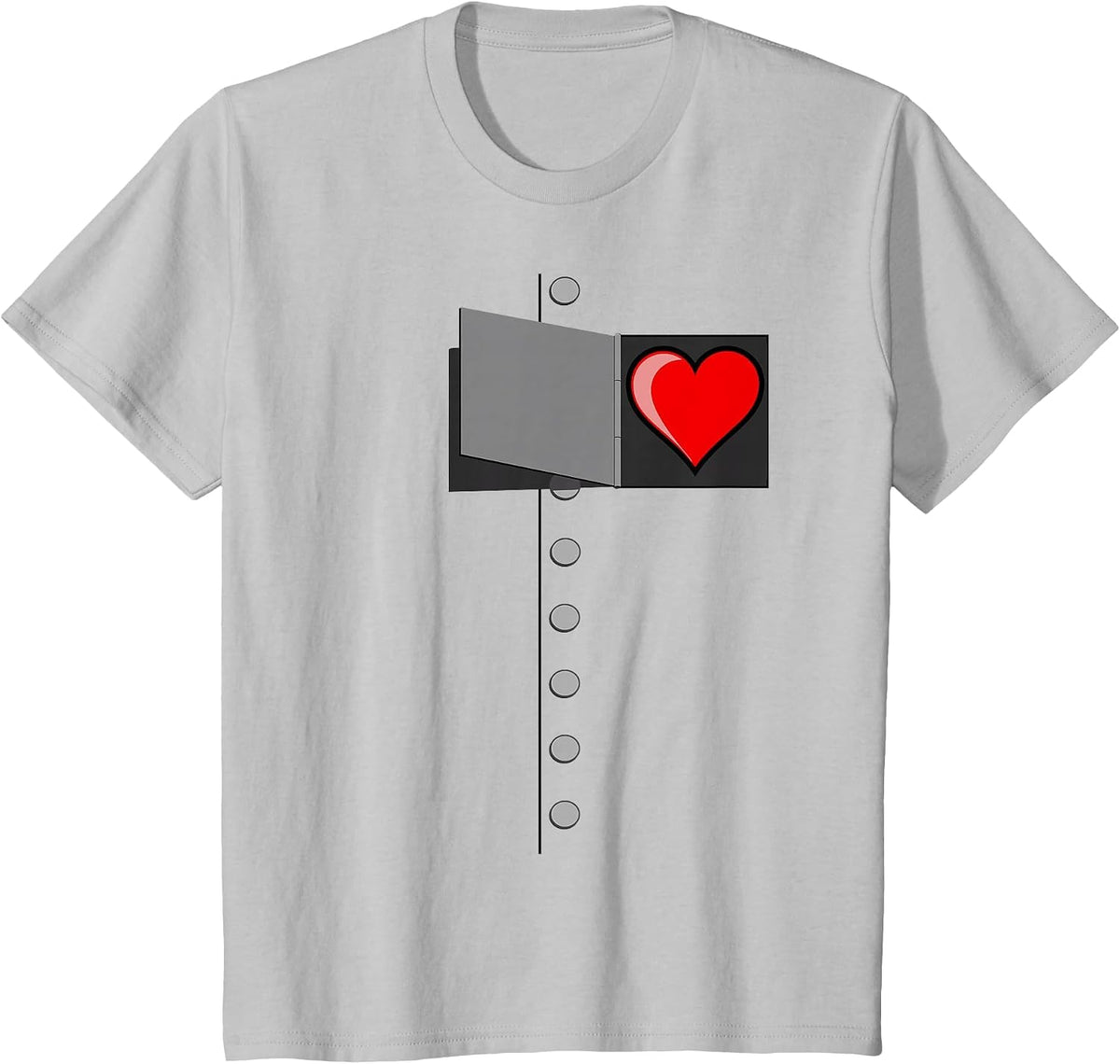 Tin Man Heart T-Shirt-OZ Tinman Halloween Costume T-Shirt - Silver Grey