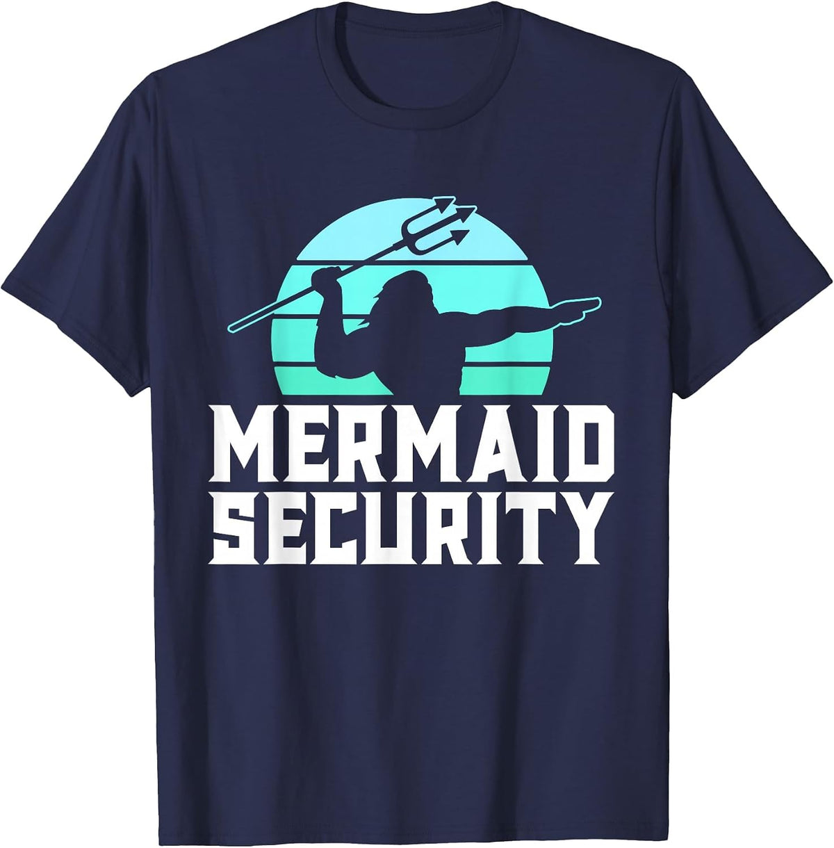 Mermaid Security Shirt Men's Boys Swimmer Dad Merdad Trident T-Shirt - Navy Blue