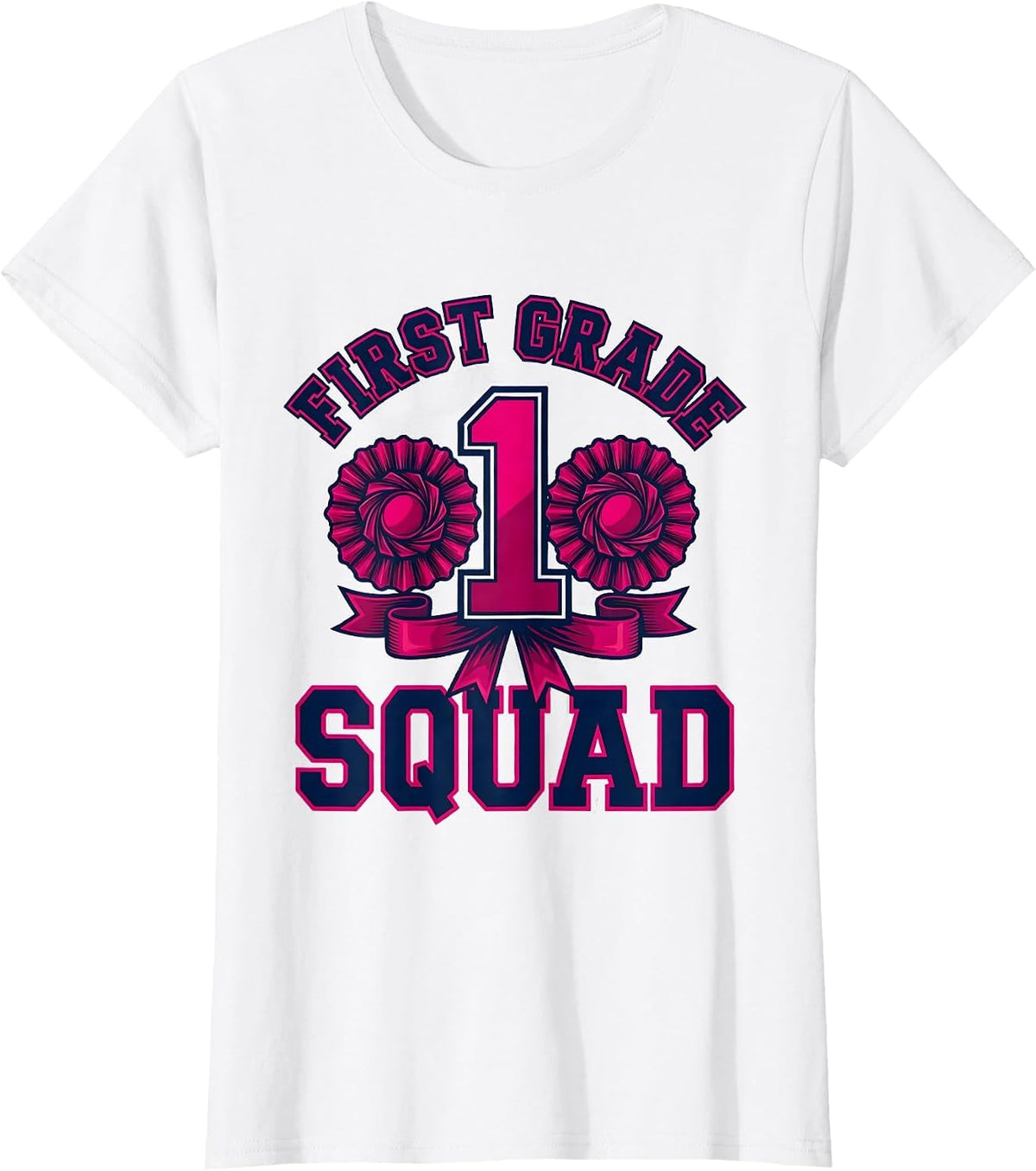 Women's First Grade Squad Cheerful Pennant Back To School Girl First T-Shirt - White