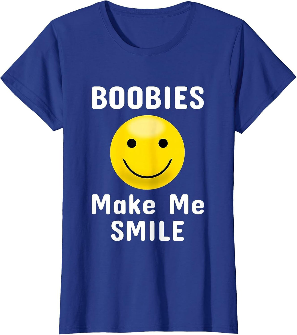 Boobies Make Me Smile Mardi Gras Funny T-Shirt - Royal Blue