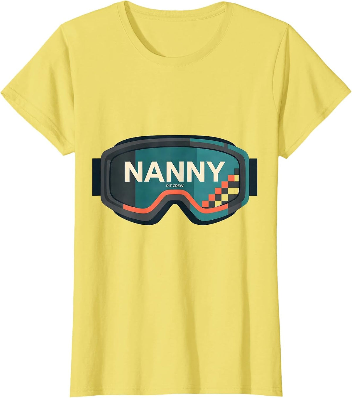 Nanny Pit Crew Midcentury Modern Race Car Birthday Family T-Shirt - Lemon Yellow