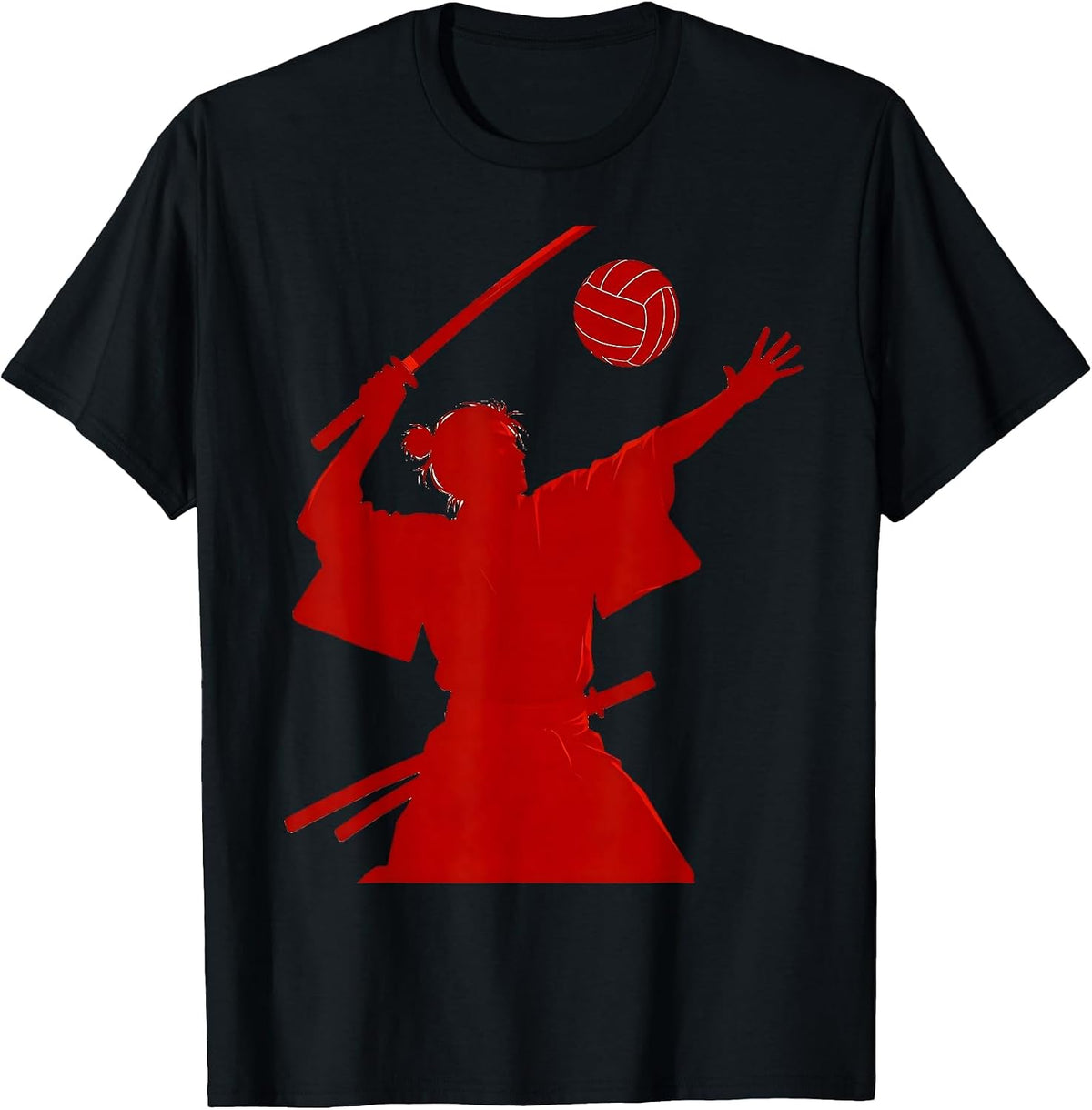 Men's Samurai Volleyball Warrior Serve Graphic T-Shirt - Black