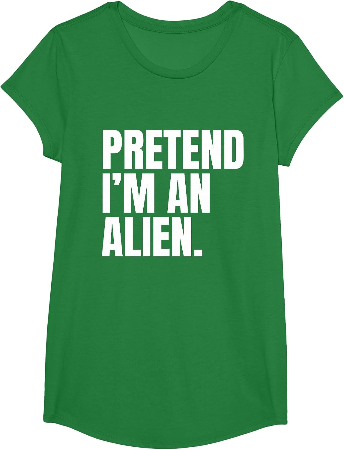 Pretend I’m an Alien Funny Minimalist Halloween Costume T-Shirt - Girls Kelly Green
