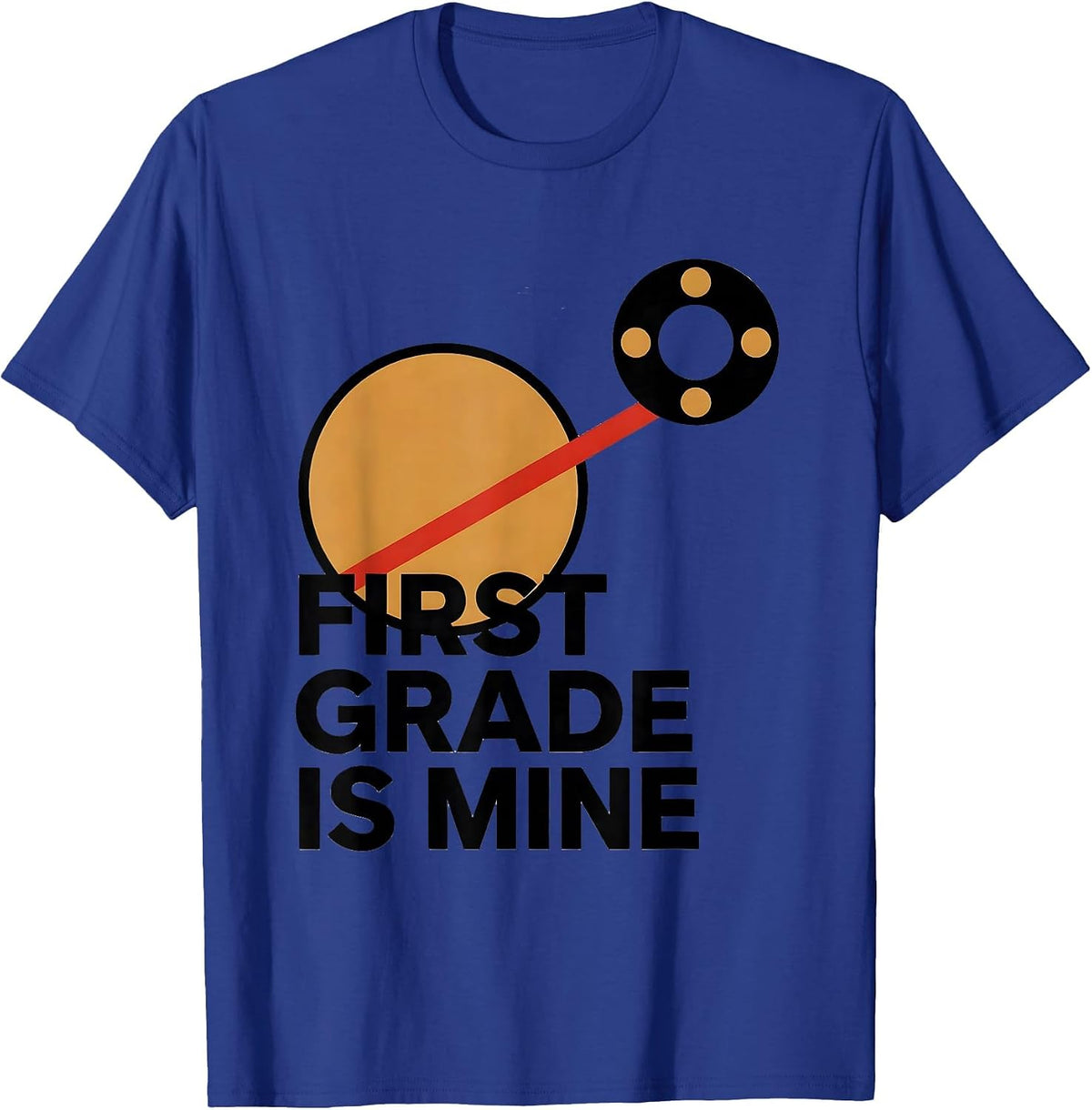 Men's First Grade Is Mine Playful Girly Leopard Print Back T-Shirt - Royal Blue