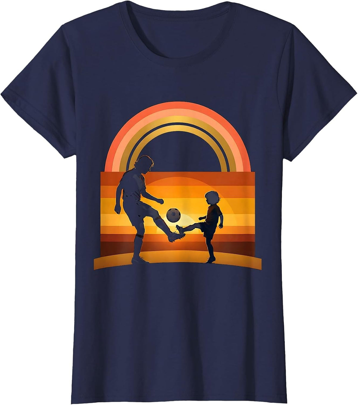 Women's Soccer Dad and Child Backyard Kickaround Graphic T-Shirt - Navy Blue