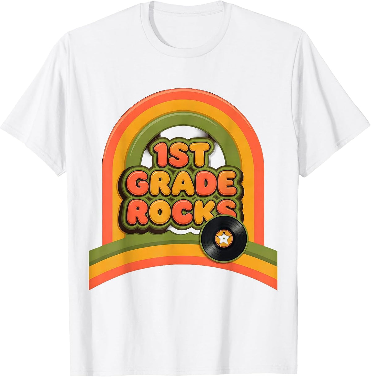 Men's 1st Grade Rocks Retro Teachers Kids First Day of School T-Shirt - White