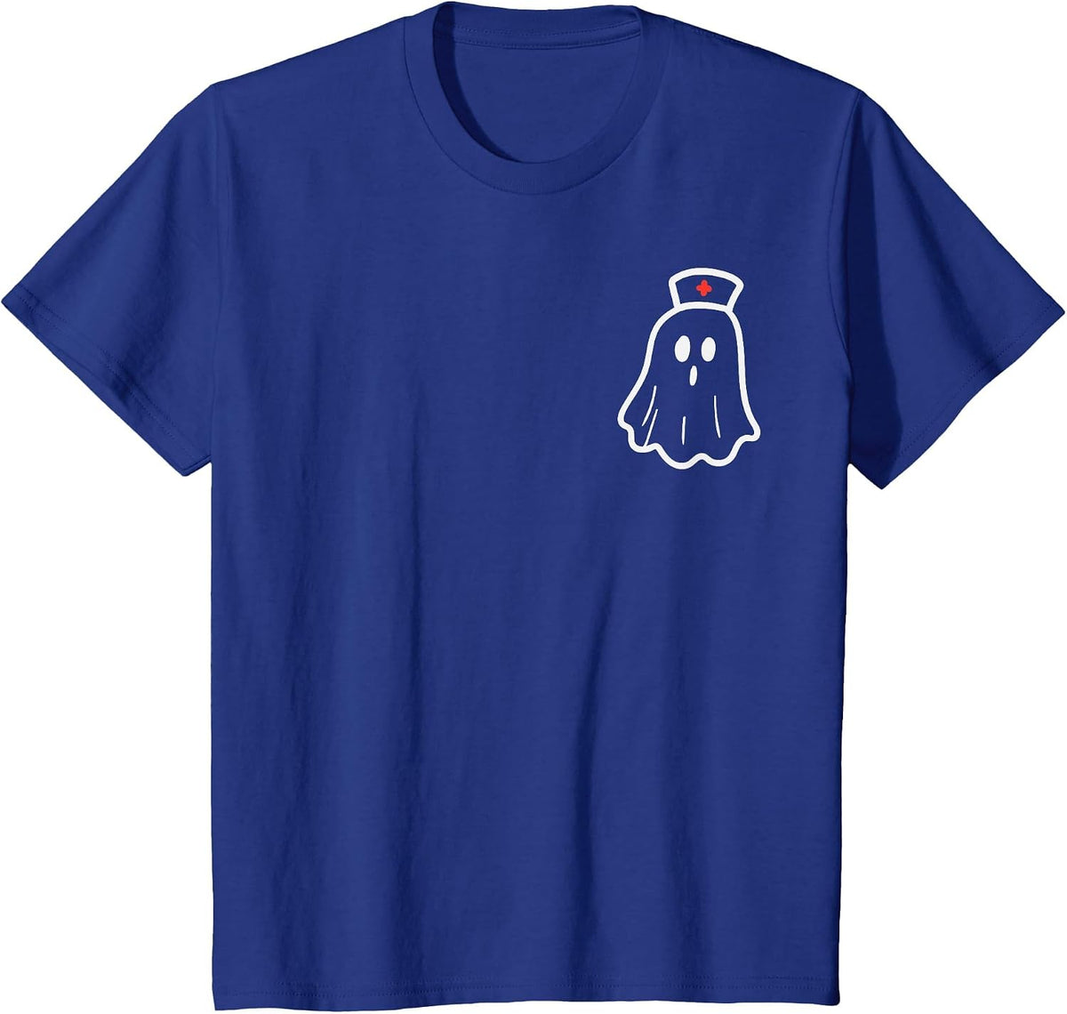 Ghost Nurse Halloween Costume Retro Fall Scrub Top Women T-Shirt - Royal Blue