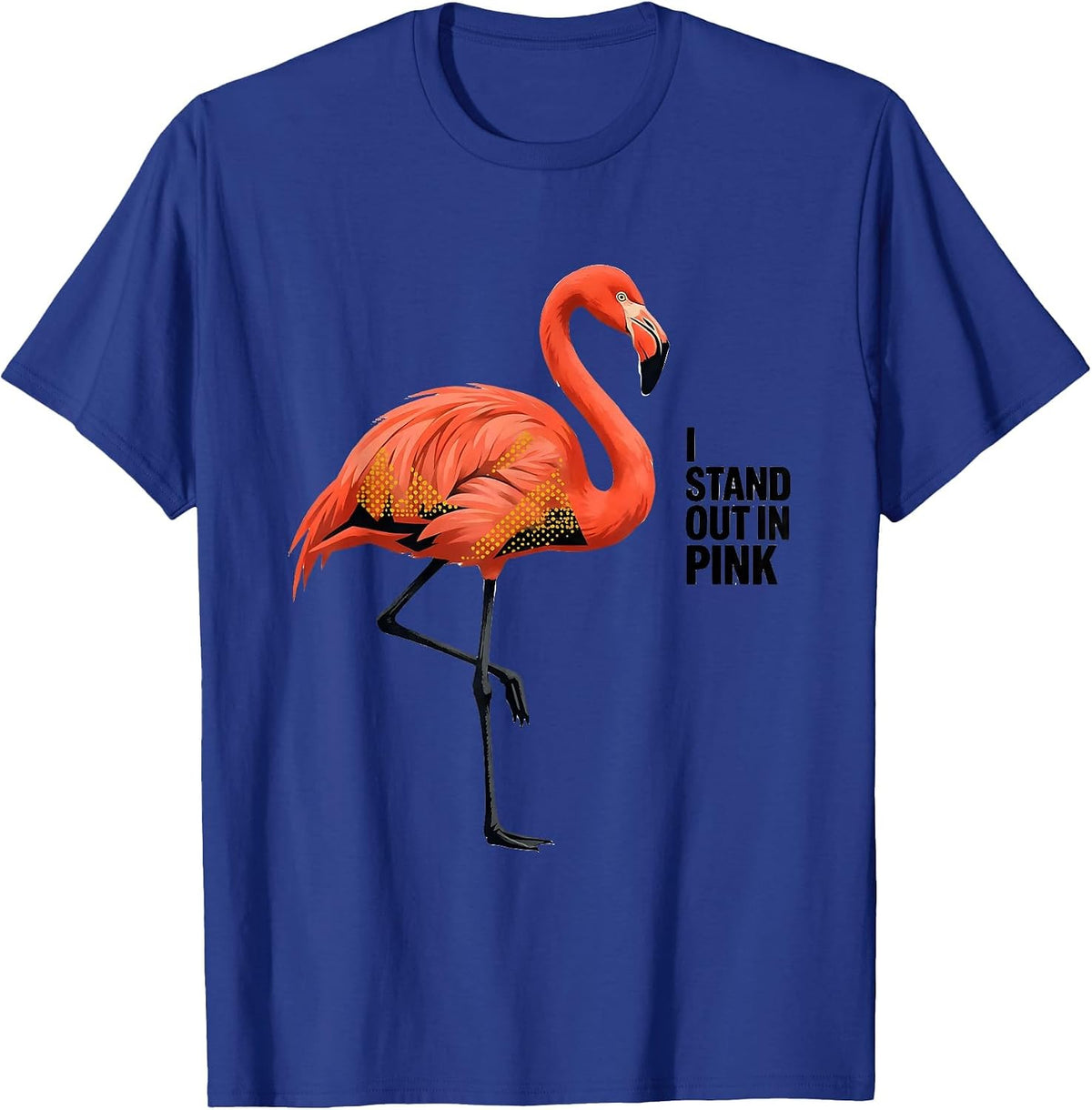 I Stand Out In Pink Midcentury Modern Flamingo Lover Humor T-Shirt - Royal Blue