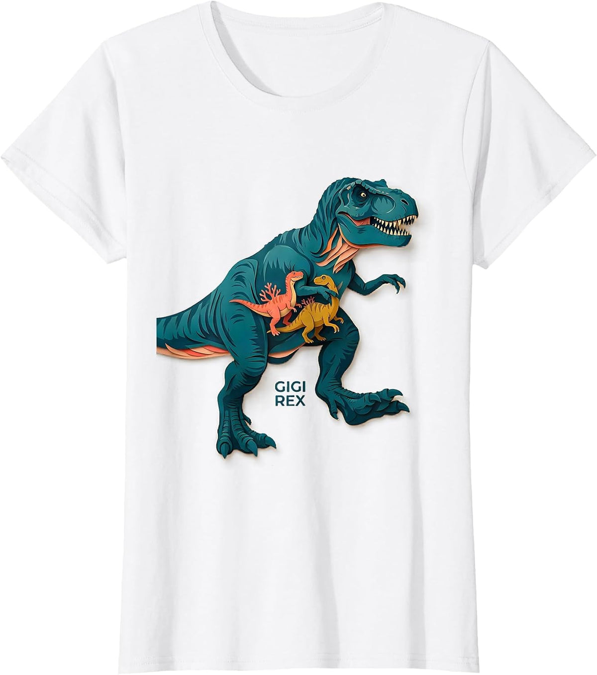 Women's Gigi Rex Funny Dinosaur Family Humor T-Rex Gift T-Shirt - White