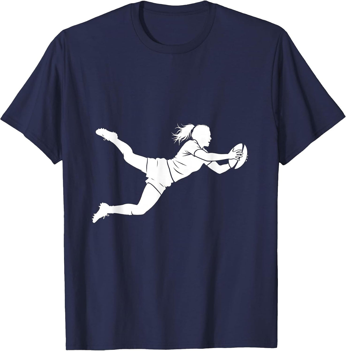 Men's Rugby Player Try Line Dive Sports Fan Graphic T-Shirt - Navy Blue