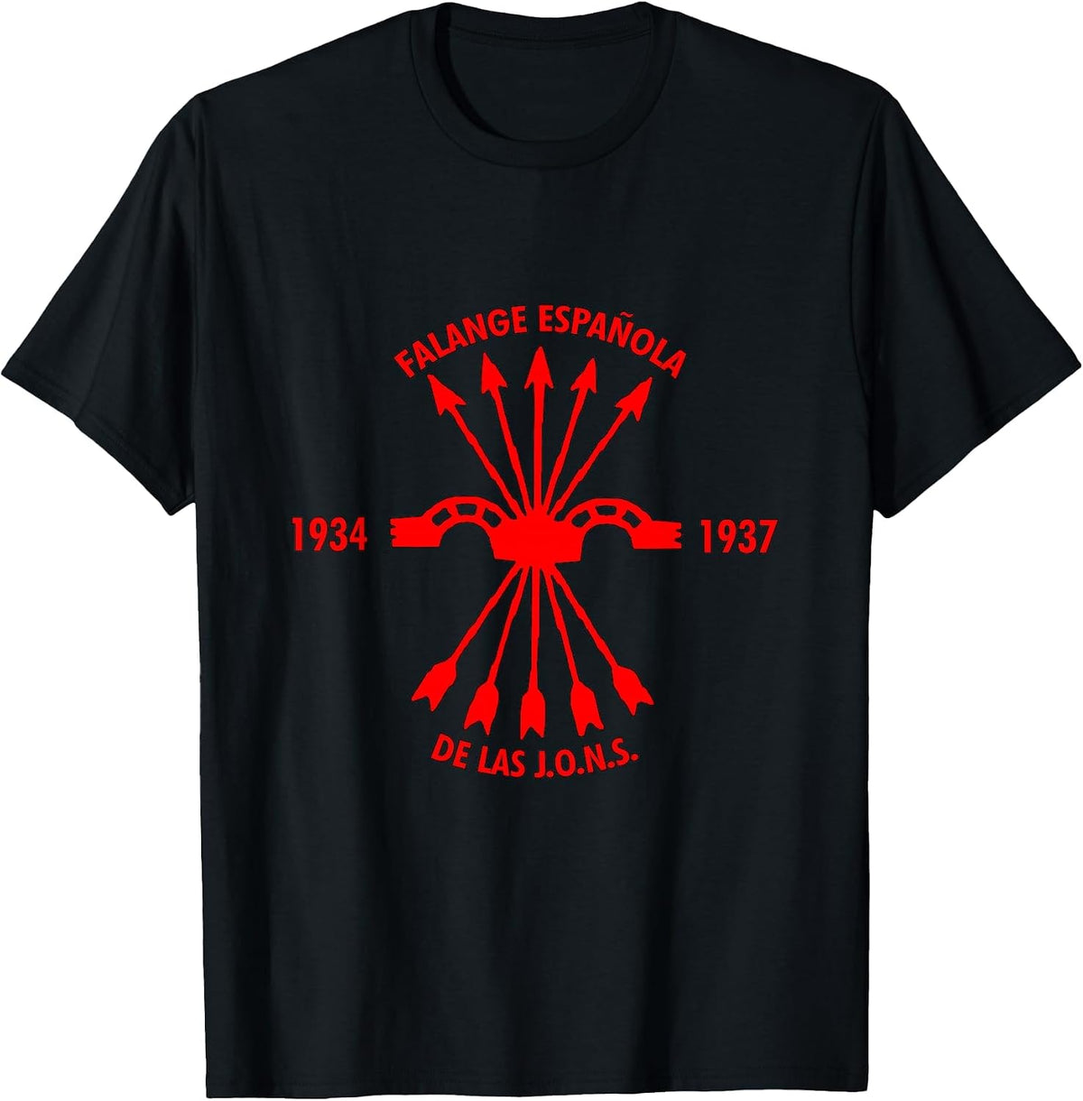 Falange Española/Spanish Falanx, Front-Side Design T-Shirt - Black
