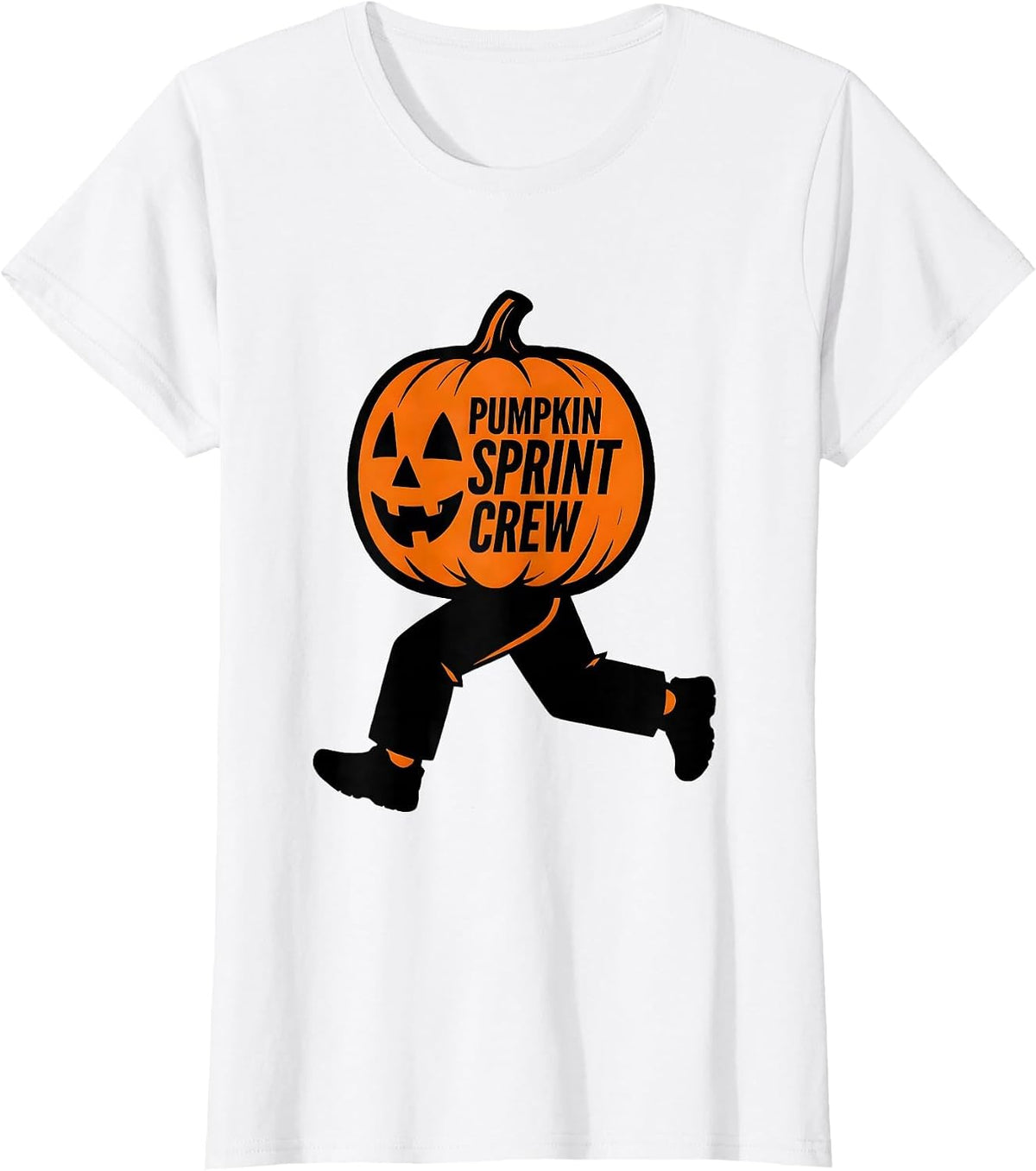 Pumpkin Sprint Crew Funny Runner Halloween Costume Marathon T-Shirt - White