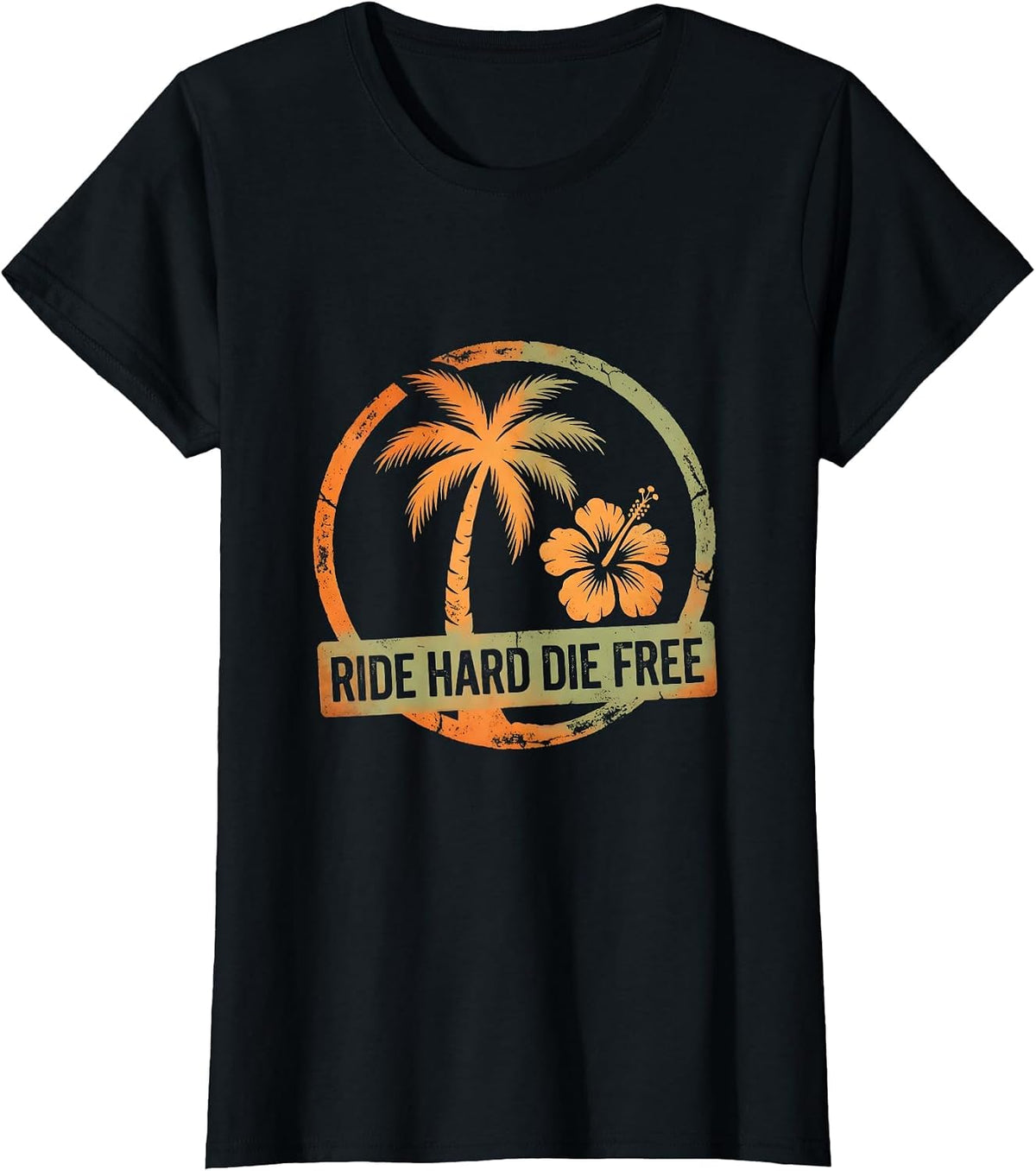 Ride Hard Die Free Bold Motorcycle Design T-Shirt - Black